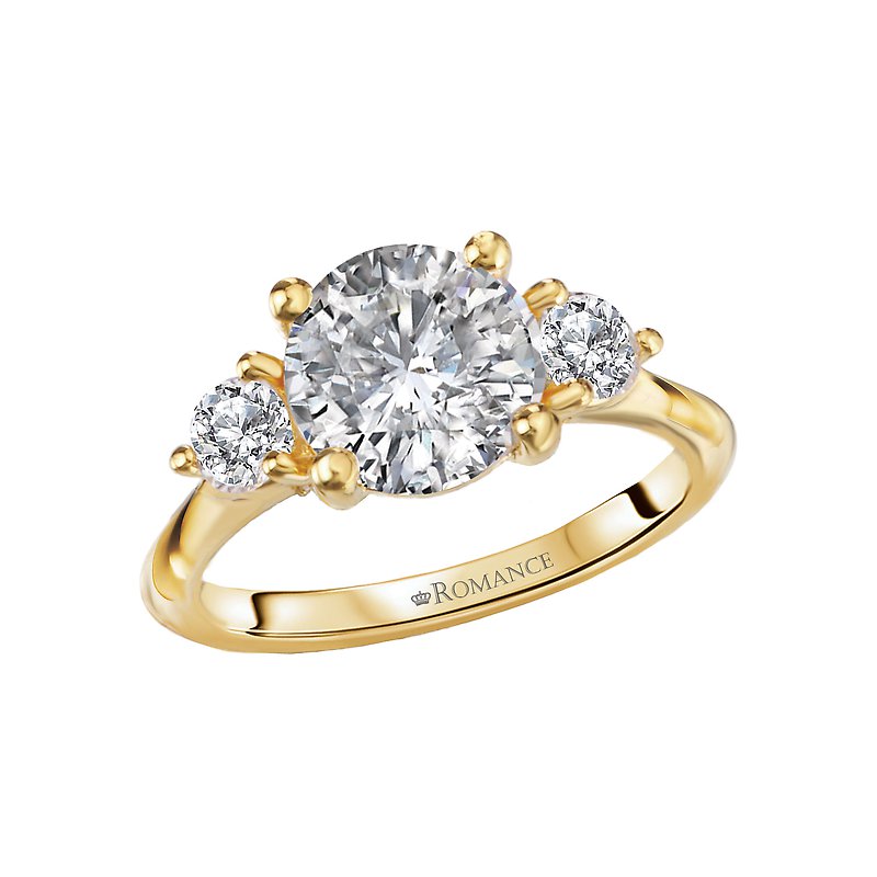 3-Stone Semi-Mount Diamond Engagement Ring