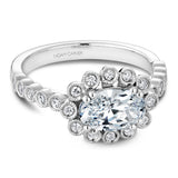 Noam Carver B504-01A – Three-Stone Diamond Engagement Ring, Platinum or Gold, Customizable Center Stone