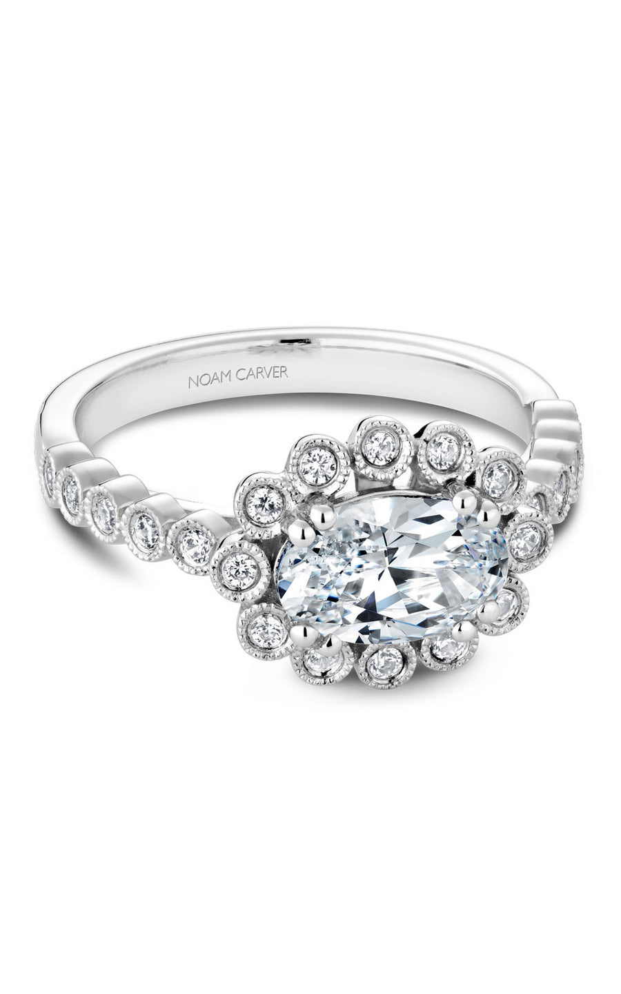 Noam Carver B221-01A Floral Halo Engagement Ring