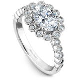 Noam Carver B504-01A – Three-Stone Diamond Engagement Ring, Platinum or Gold, Customizable Center Stone