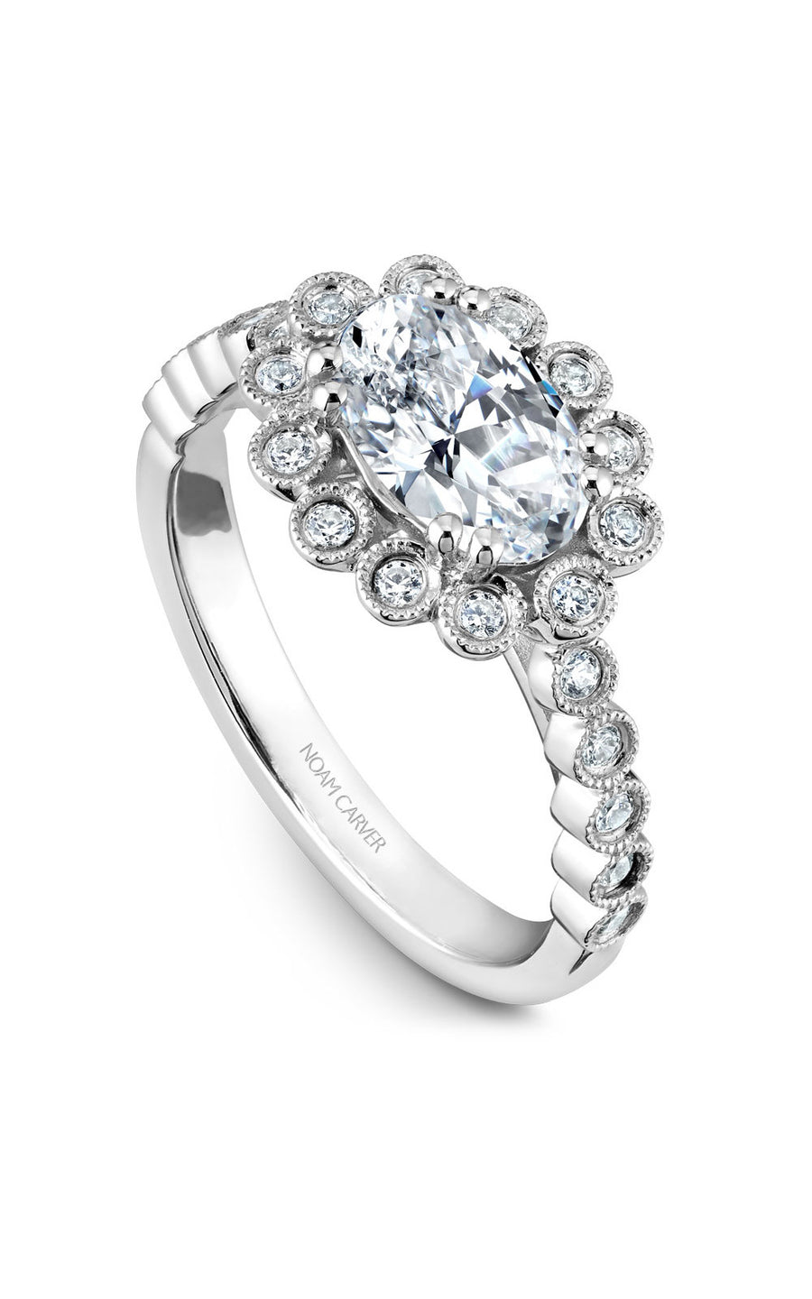 Noam Carver B221-01A Floral Halo Engagement Ring