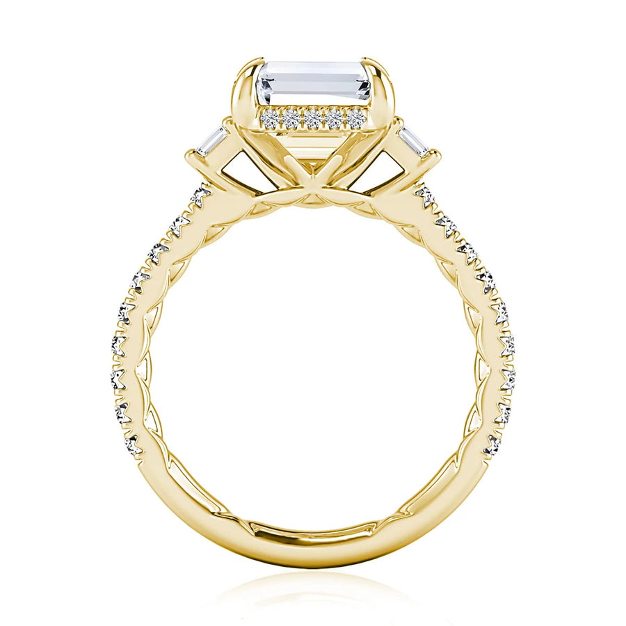 A. Jaffe 14K Yellow Gold Diamond Semi-mount Ring with Hidden Halo