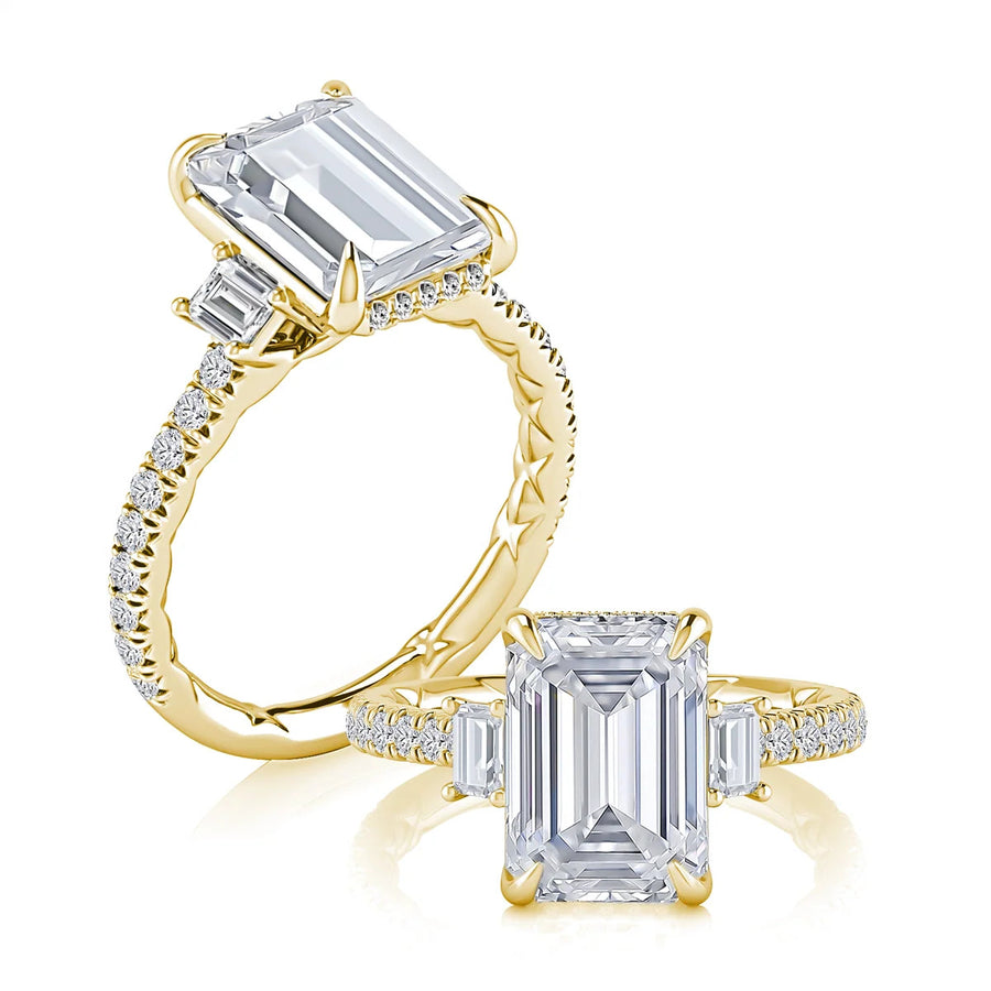 A. Jaffe 14K Yellow Gold Diamond Semi-mount Ring with Hidden Halo