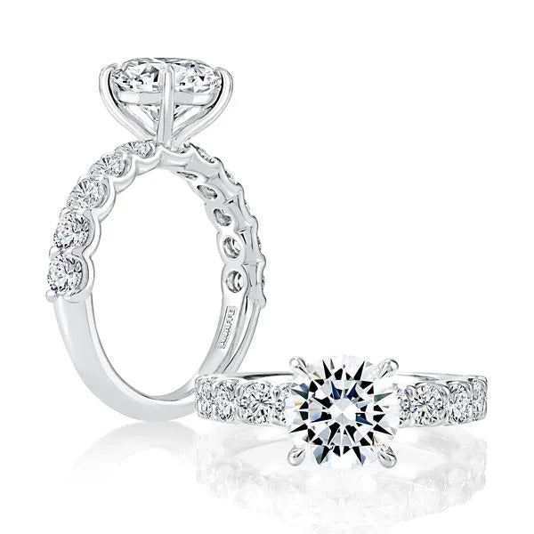 A.Jaffe White Gold Engagement Ring, 0.95Cttw
