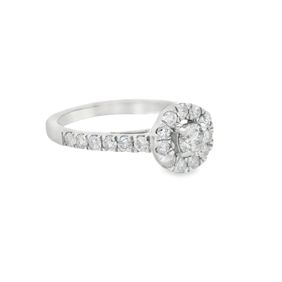 White Gold Round Diamond Halo Engagement Ring