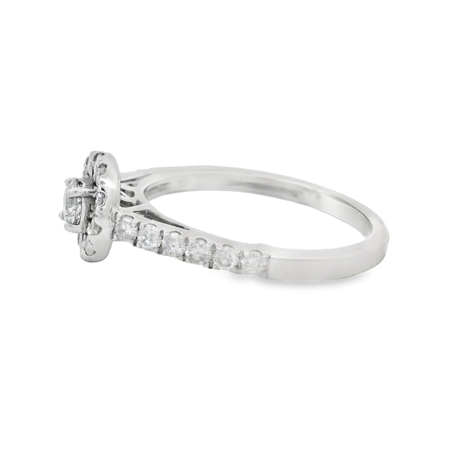 White Gold Round Diamond Halo Engagement Ring