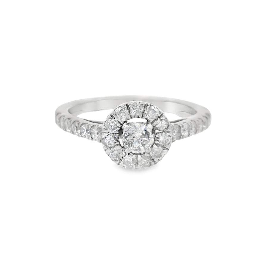 White Gold Round Diamond Halo Engagement Ring