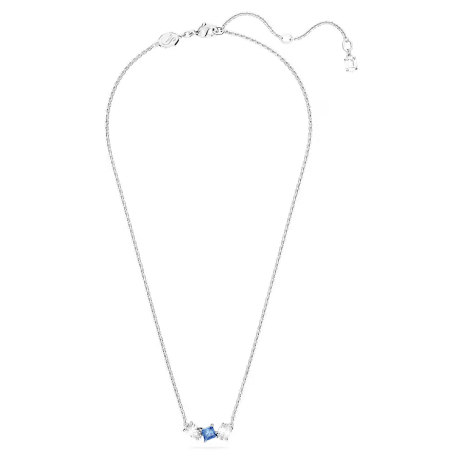 Mesmera pendant Mixed cuts, Blue, Rhodium plated