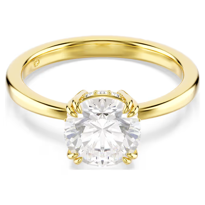 Swarovski Stilla Attract cocktail ring Round cut, White, Gold-tone plated