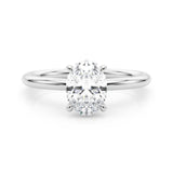 2CT Oval Lab Grown Platinum Hidden Halo Diamond Engagement Ring