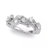 Romance #51240-W-8W1 Twisted Vine & Leaf Diamond Wedding Band in 18K White Gold