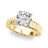 Overnight 14K Gold Engagement Ring Setting for 2ct Round Center Stone with Stamped Shank Design (Model 51305-E)