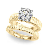 Overnight 14K Gold Engagement Ring Setting for 2ct Round Center Stone with Stamped Shank Design (Model 51305-E)