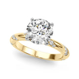Overnight 14K Gold Engagement Ring Setting for 2ct Round Center Stone with 0.24cttw Accent Diamonds (Model 51307-E)
