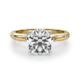 Overnight 14K Gold Engagement Ring Setting for 2ct Round Center Stone with 0.24cttw Accent Diamonds (Model 51307-E)