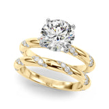 Overnight 14K Gold Engagement Ring Setting for 2ct Round Center Stone with 0.24cttw Accent Diamonds (Model 51307-E)