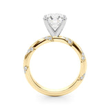 Overnight 14K Gold Engagement Ring Setting for 2ct Round Center Stone with 0.24cttw Accent Diamonds (Model 51307-E)