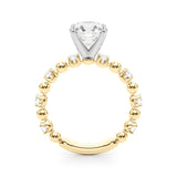 Overnight 14K Gold Engagement Ring Setting for 2ct Round Center Stone with 0.48cttw Accent Diamonds & Gold Ball Detailing (Model 51309-E)