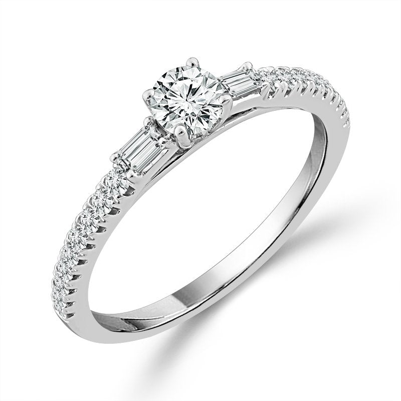 IDD Diamond Engagement Ring 0.5 ct tw Round bag 14k White Gold