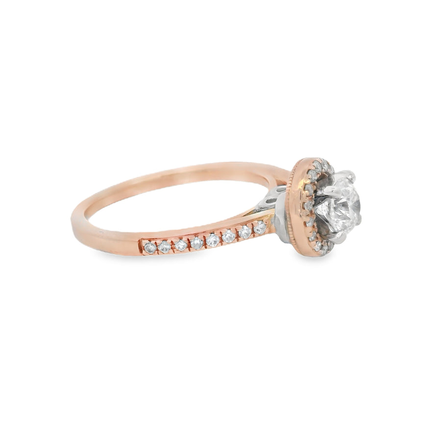 Halo Rose Gold Accented Diamond Engagement Ring