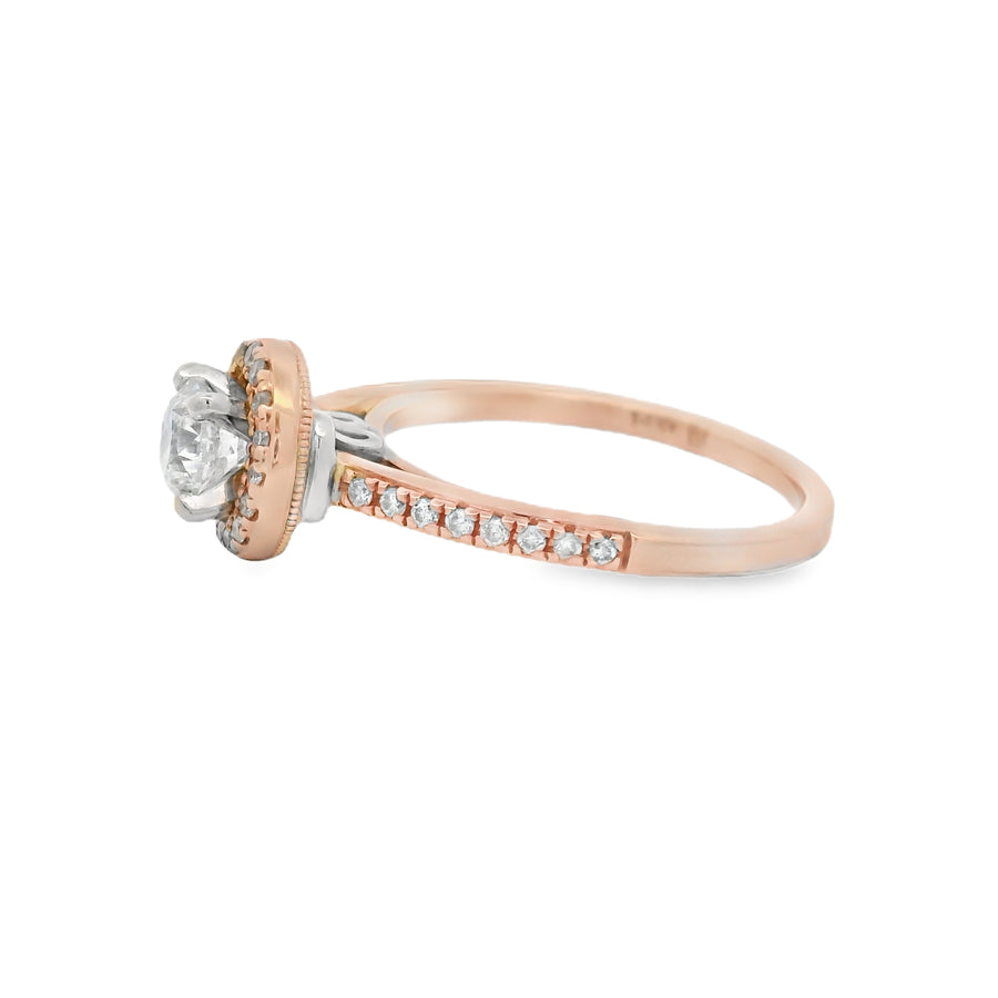 Halo Rose Gold Accented Diamond Engagement Ring