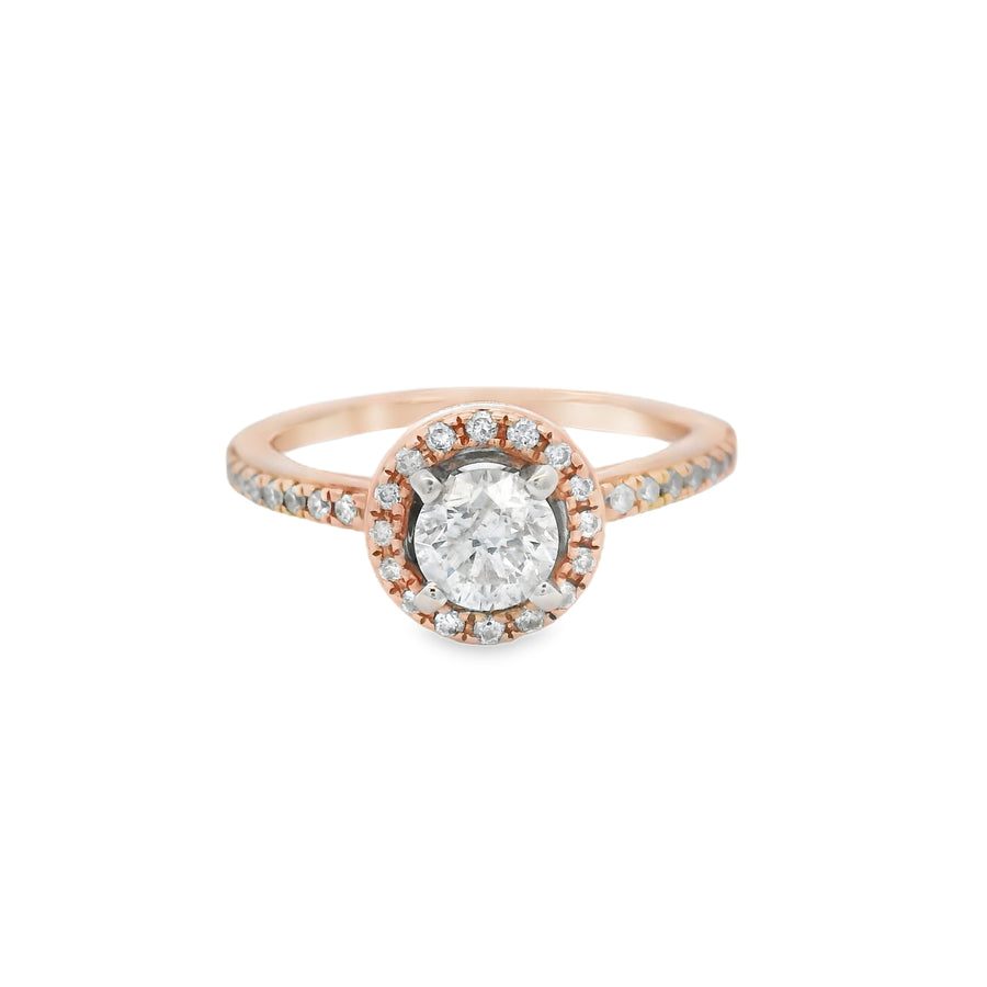 Halo Rose Gold Accented Diamond Engagement Ring