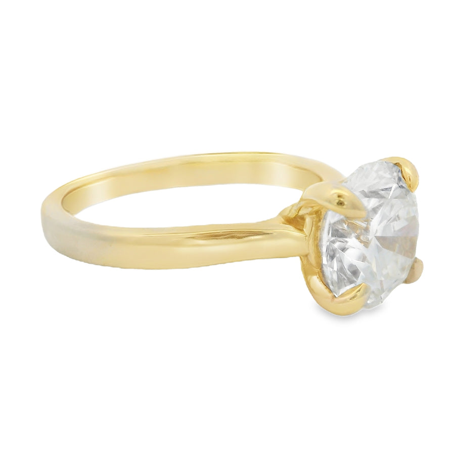 2CT Yellow Gold Round Brilliant Lab Diamond Soliatre Engagement Ring