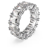 Swarovski 5562129 Matrix Vittore Ring – Rectangular Cut White Crystals, Rhodium Plated