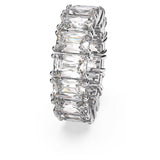 Swarovski 5562129 Matrix Vittore Ring – Rectangular Cut White Crystals, Rhodium Plated