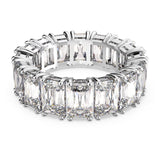 Swarovski 5562129 Matrix Vittore Ring – Rectangular Cut White Crystals, Rhodium Plated