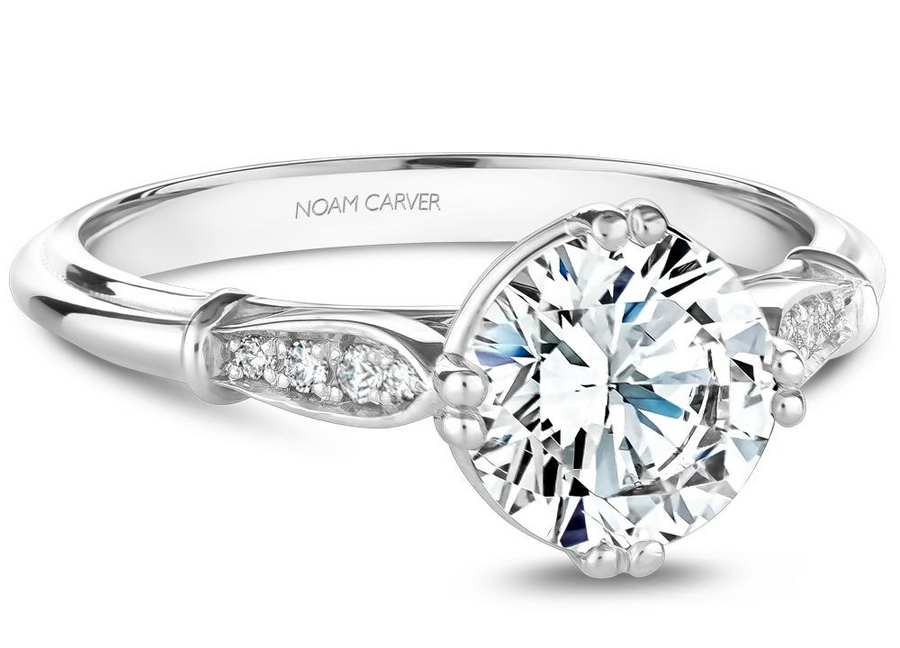 Noam Carver 14K White Gold .06cttw side diamond Engagement R...