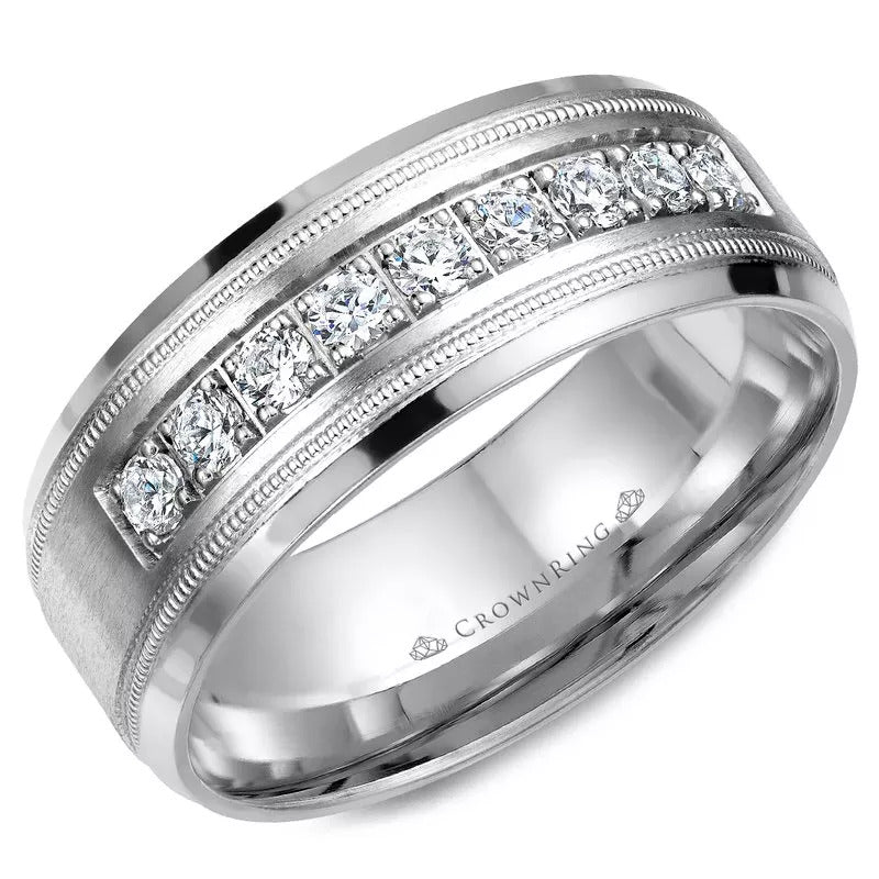 Noam Carver Diamond Wedding Band with Milgrain Detailing