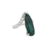 Platinum 5CT Pear Facated Indicolite Tourmaline And Diamond Fashion Ring