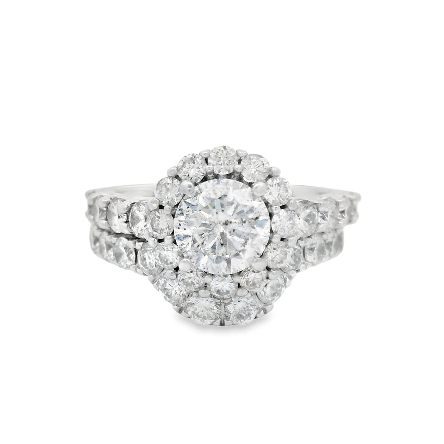 Stunning 2 3/4CTW Certified Diamond Halo Wedding Set