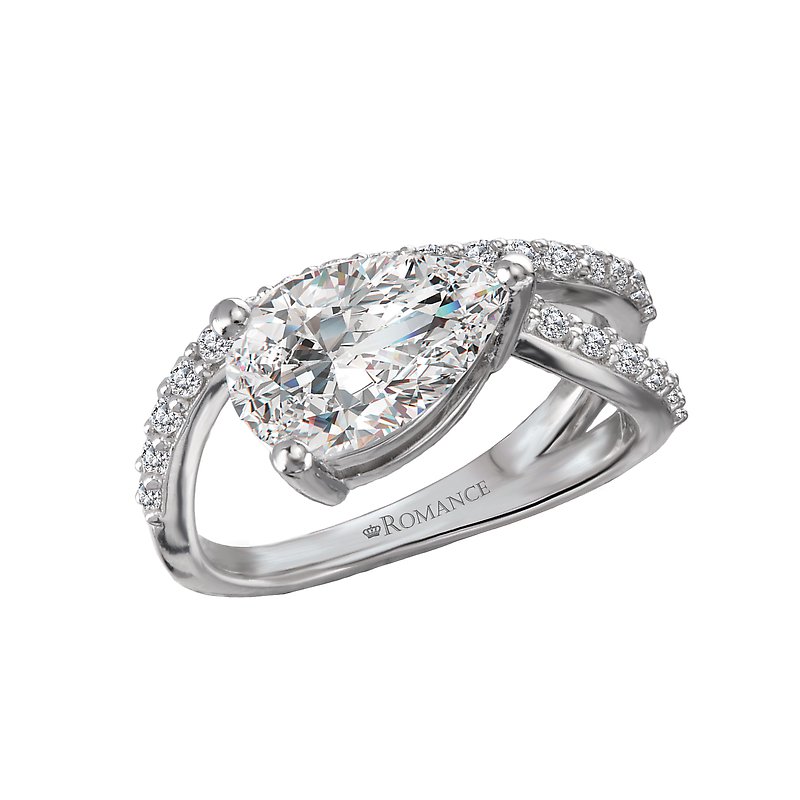 Semi-Mount Diamond Wave Band Engagement Ring