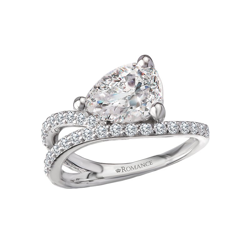 Semi-Mount Diamond Wave Band Engagement Ring