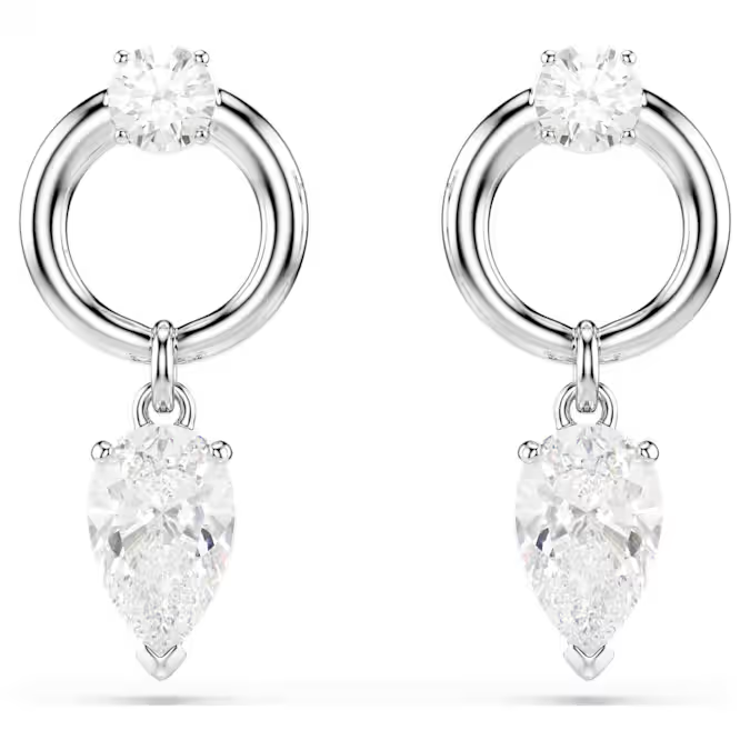 Swarovski Mesmera drop earrings Mixed cuts, White, Rhodium plated