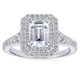 Gabriel & Co. ER12650E4W44JJ – 14K White Gold Double Halo Emerald Cut Diamond Engagement Ring