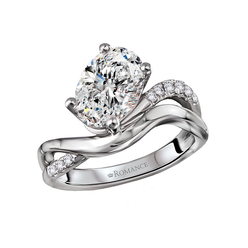 Semi-Mount Diamond Wave Shank Engagement Ring