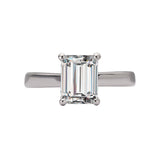 Romance 160236-EM200 – 14K White Gold Hidden Halo Semi-Mount Engagement Ring for Emerald-Cut Center