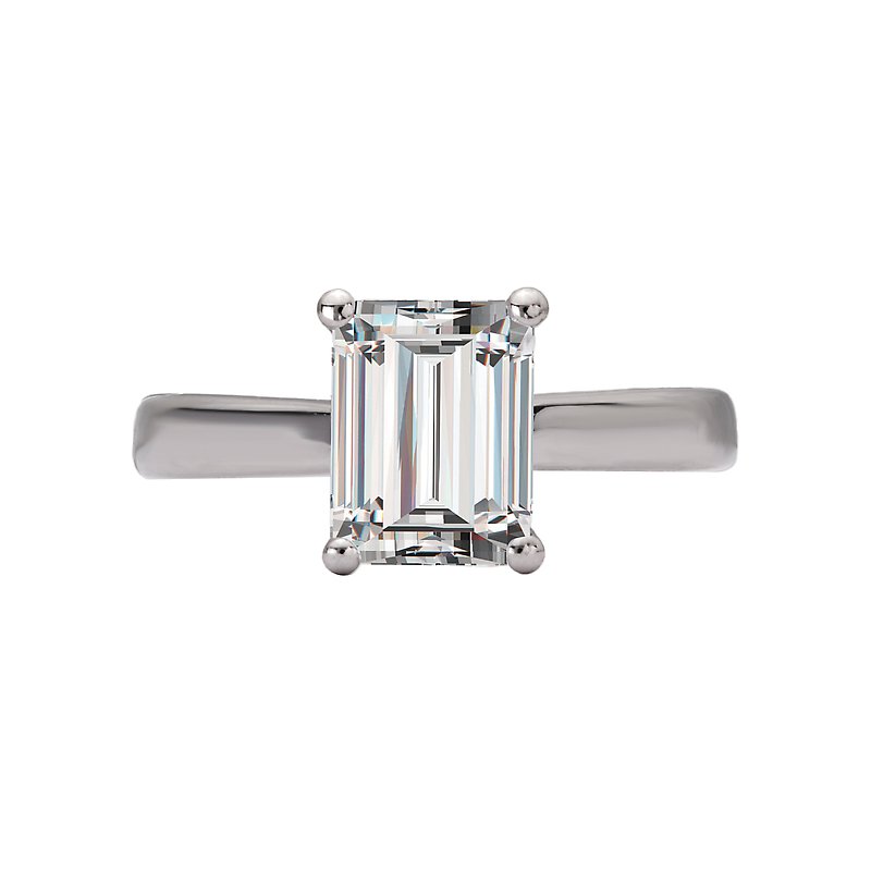 Romance 160236-EM200 – 14K White Gold Hidden Halo Semi-Mount Engagement Ring for Emerald-Cut Center