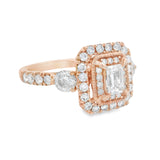 Rose Gold Emerald Double Halo Engagement Ring