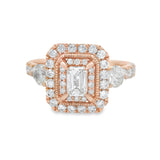 Rose Gold Emerald Double Halo Engagement Ring