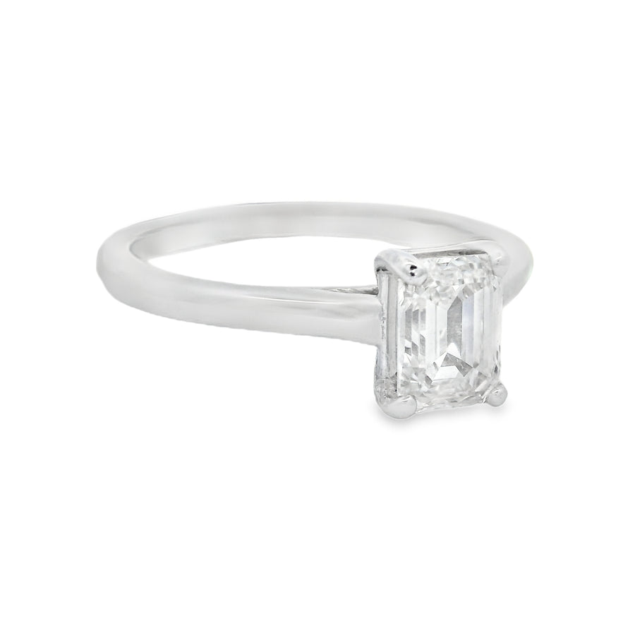 White Gold GIA VS1/H Emerald Cut Diamond Solitare Ring