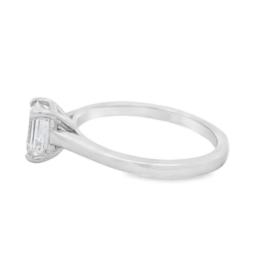 White Gold GIA VS1/H Emerald Cut Diamond Solitare Ring