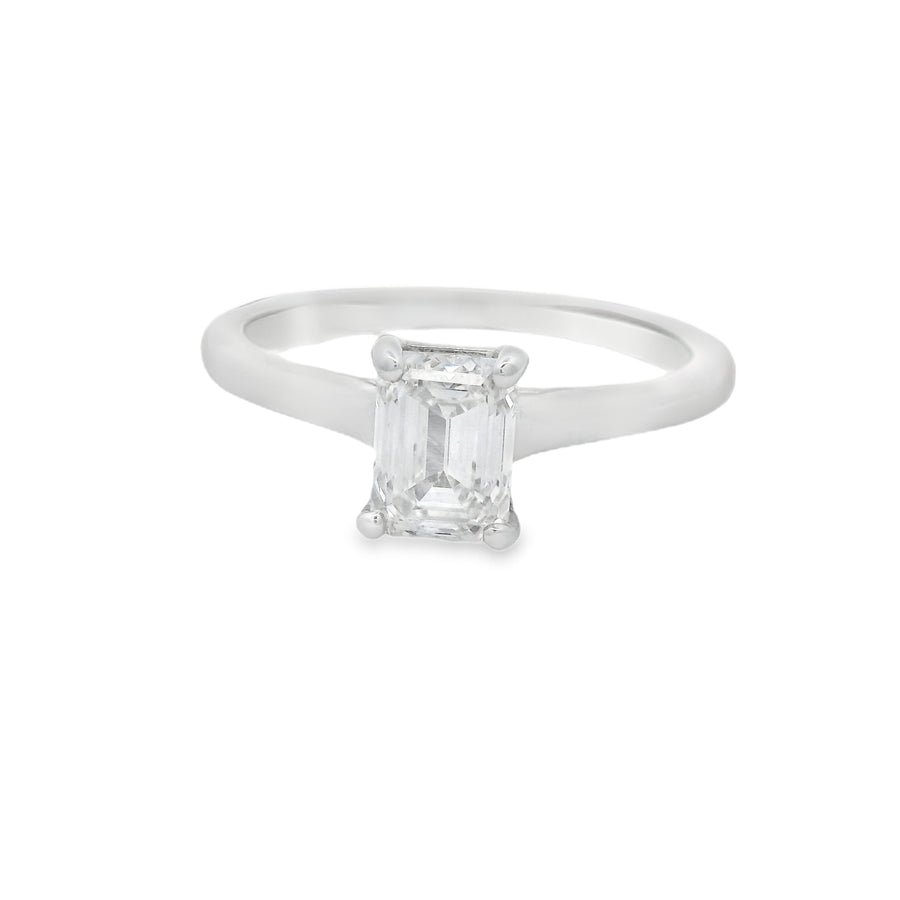 White Gold GIA VS1/H Emerald Cut Diamond Solitare Ring