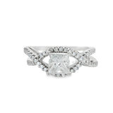 18KT White Gold Princess Cut AGS Certified Twist Diamond Ring