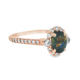 Rose Gold Oval Sapphire Halo Diamond Engagement Ring