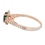 Rose Gold Oval Sapphire Halo Diamond Engagement Ring