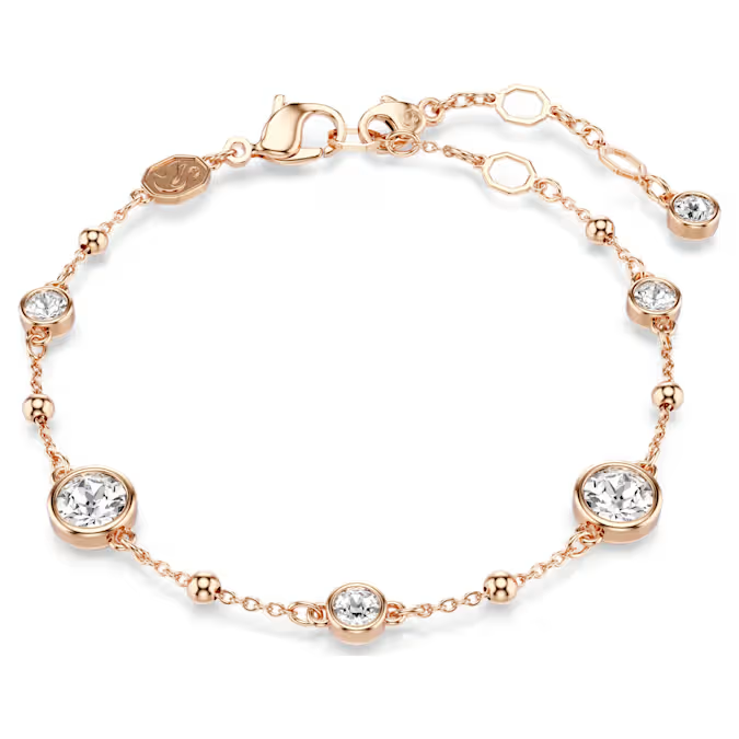 Swarovski Imber bracelet Round cut, White, Rose gold-tone plated